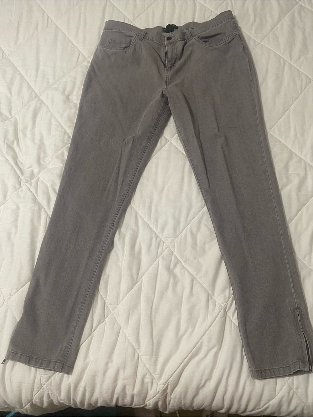 Vtg Metrostyle Light Gray Stretch Jeans zipper leg 16T